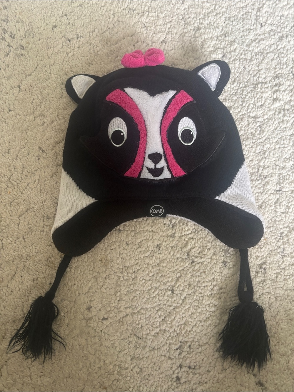 Kombi Kids Black & Pink Animal Ski Hat One Size
